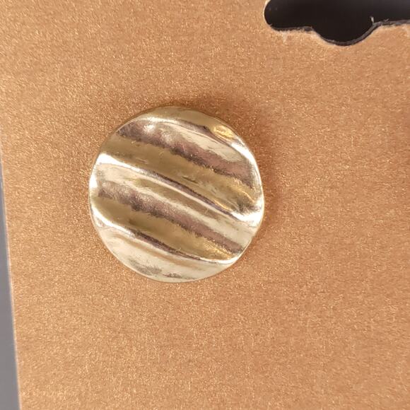 Monet Gold Tone Textured Round Pierced Earrings Vintage Style Jewelry, Gift Bag - Picture 6 of 10